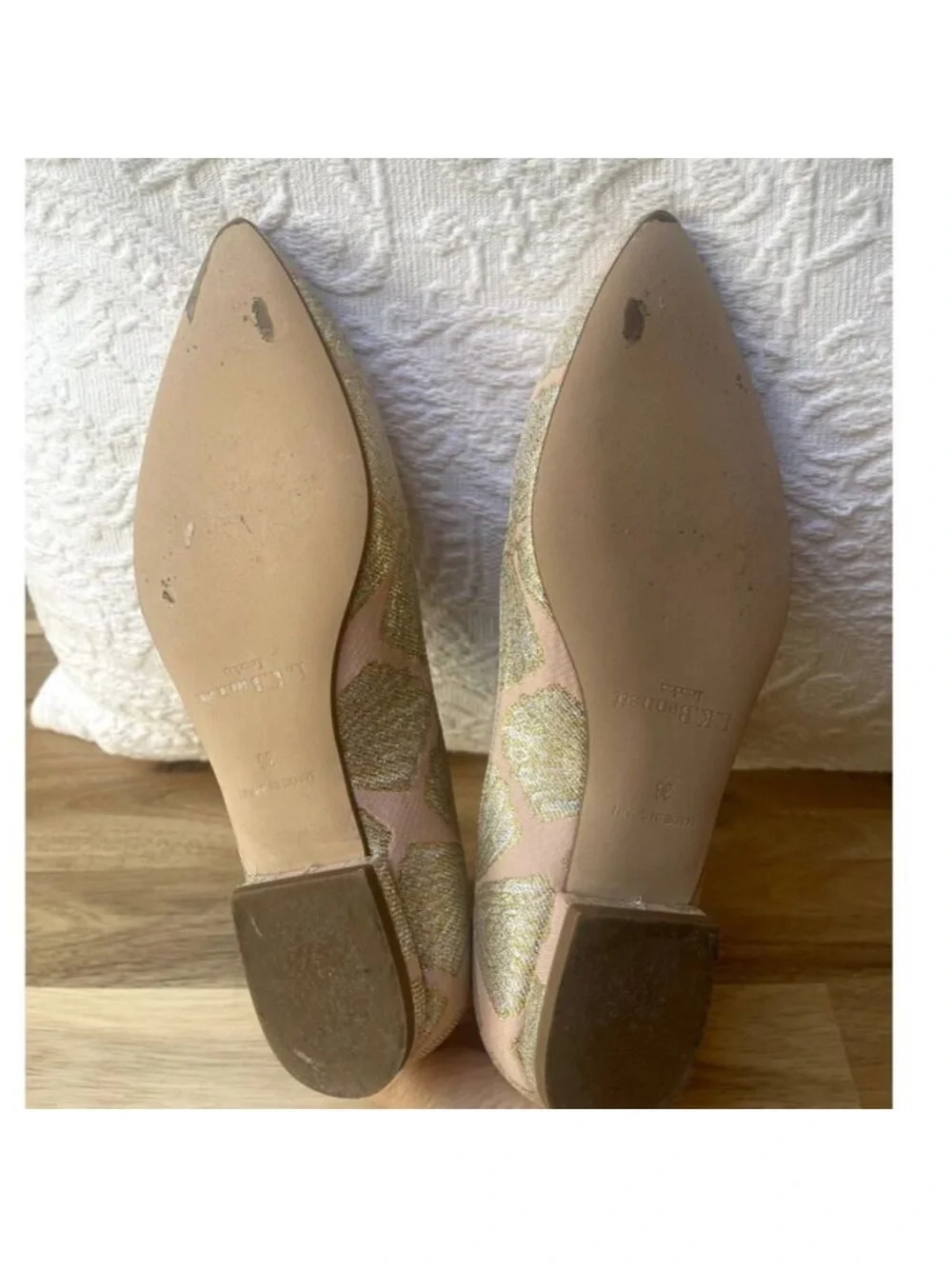LK Bennett Pink and Gold Embellished Pointed Toe Flats